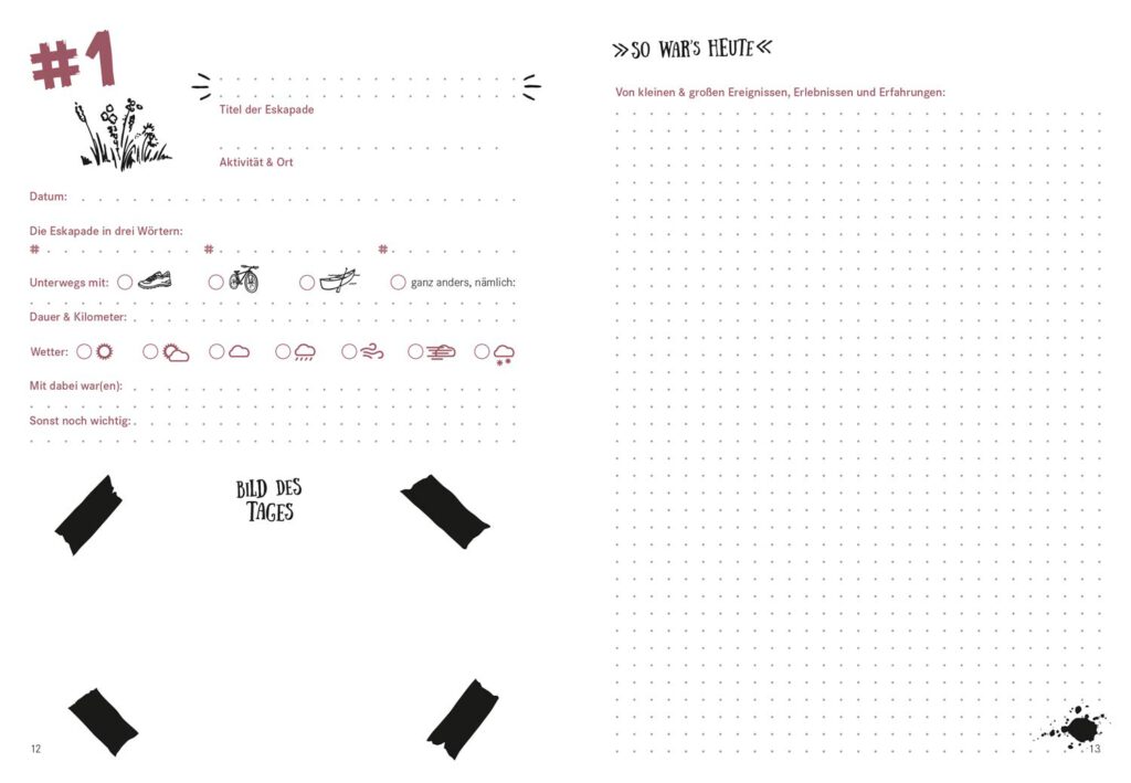 Eskapaden-Tagebuch: Einschreibseiten