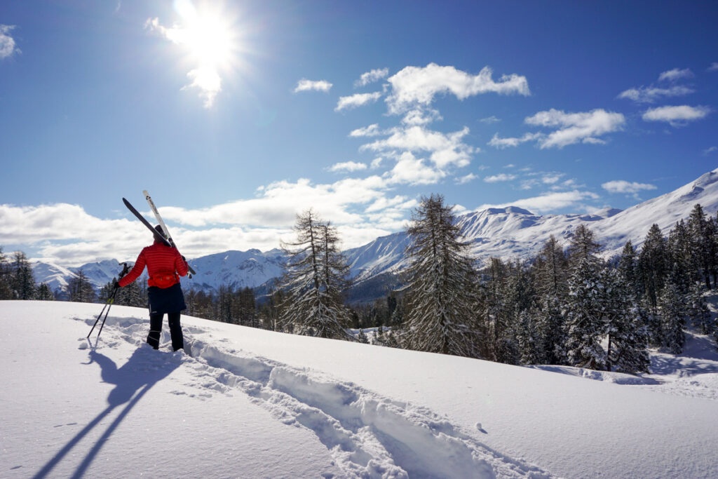 Kurz durch das Skigebiet Minschuns ... und auf die Loipe! (c) Ute Watzl