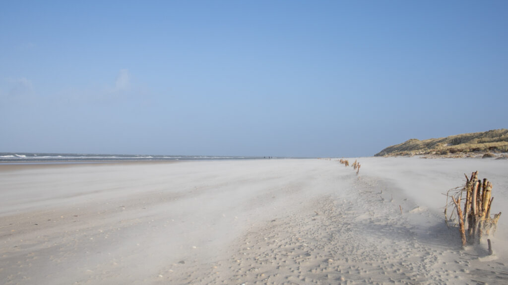 Amrumer Odde, starker Wind bläst den Sand