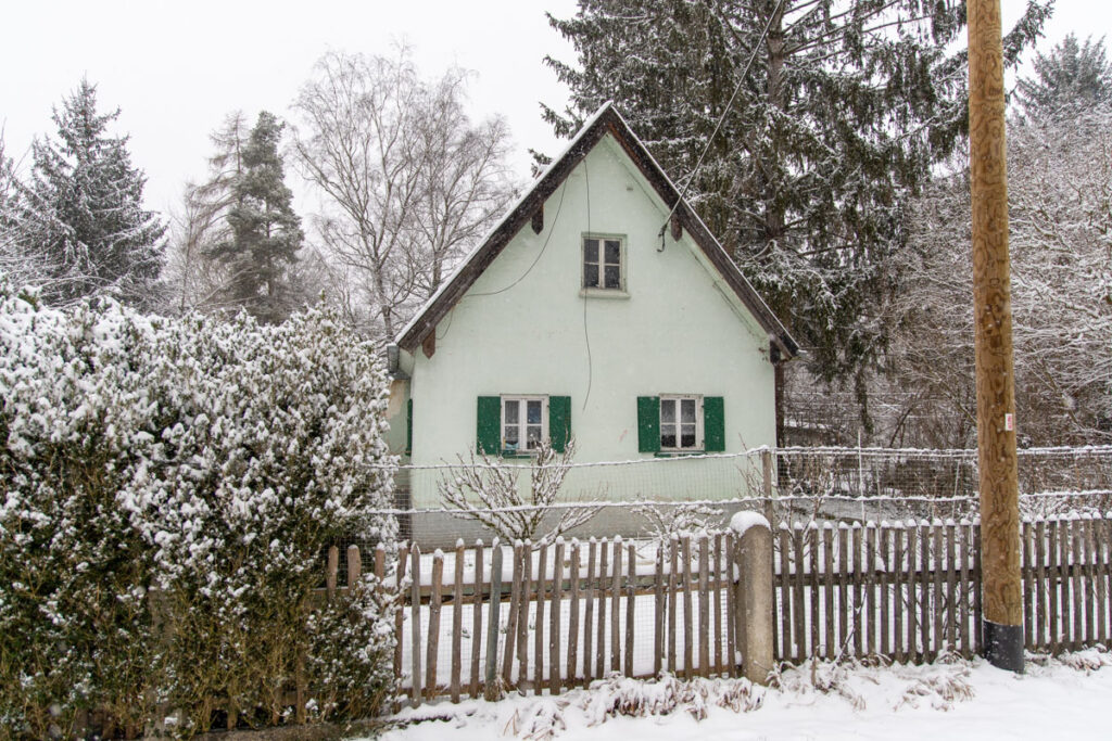 Die alte Eggarten-Siedlung in München, Januar 2021.